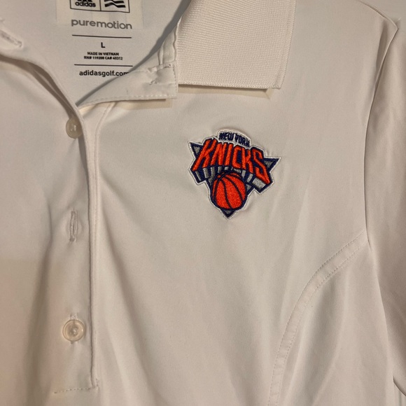 ADIDAS NBA NEW YORK KNICKS Women’s POLO Golf SHIRT SHORT SLEEVE White Large - Picture 2 of 10